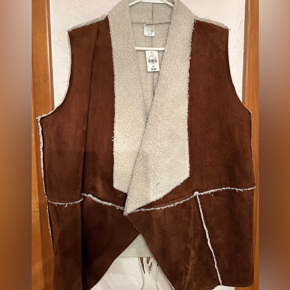 XL Faux Suede/Sherpa Lined Vest.